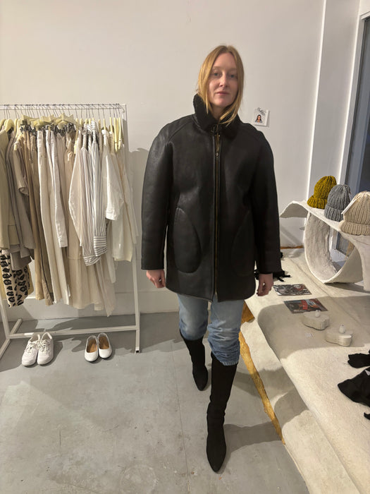 shearling jacket. KENZO. black.