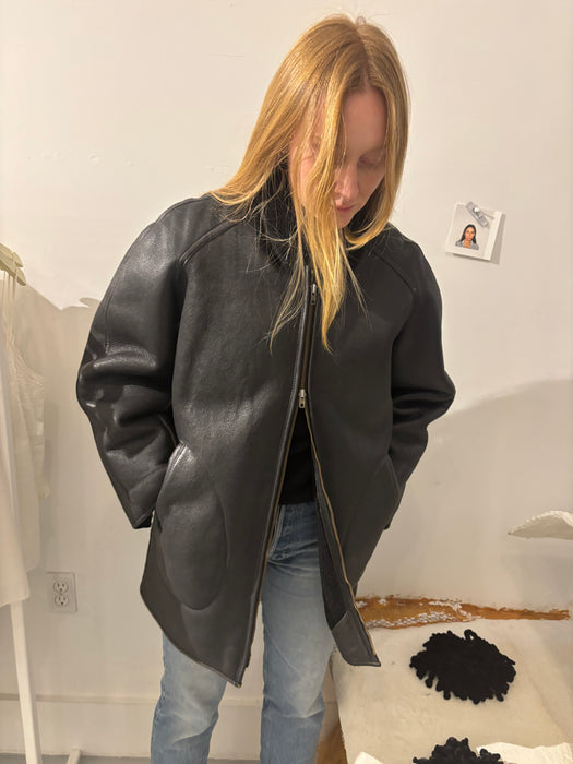 shearling jacket. KENZO. black.