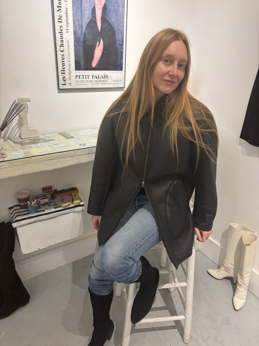 shearling jacket. KENZO. black.