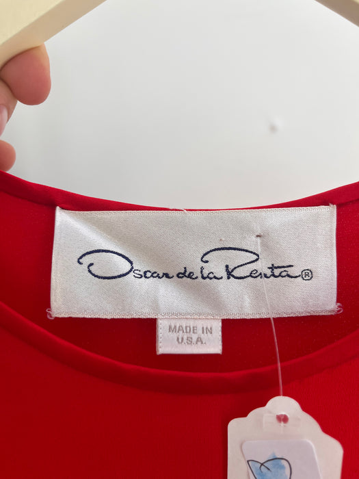 red. dress. OSCAR DE LA RENTA. silk.