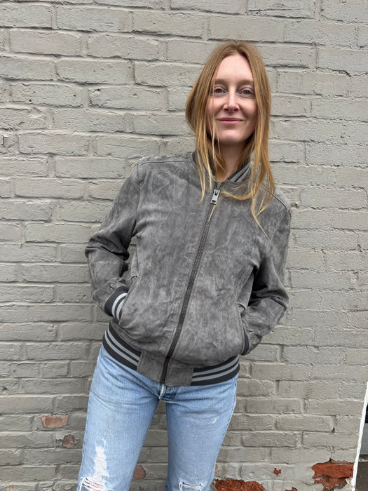 varsity. SUEDE. bomber.