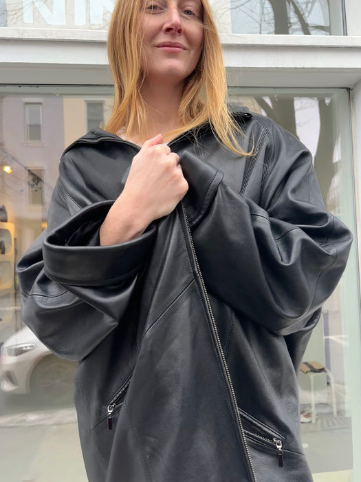 leather. MAXI. jacket.