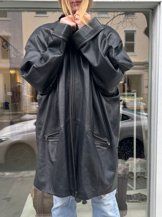 leather. MAXI. jacket.