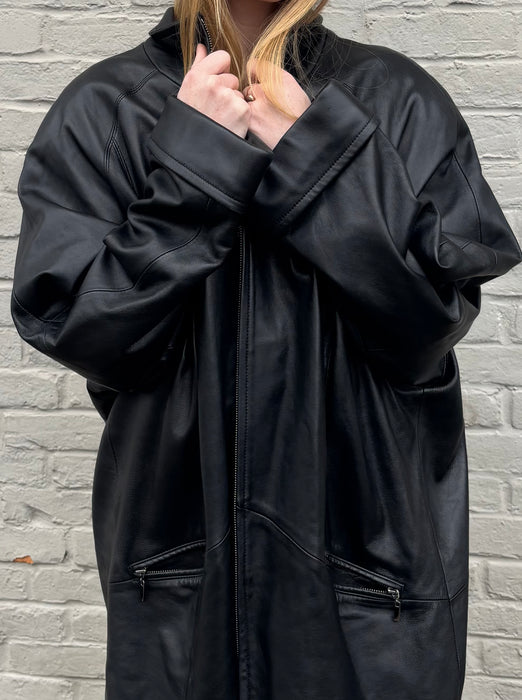 leather. MAXI. jacket.