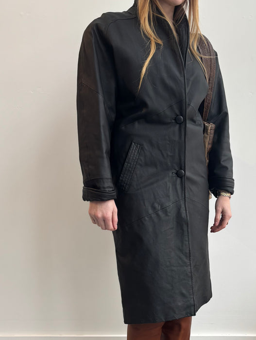 oversized. LEATHER. coat.