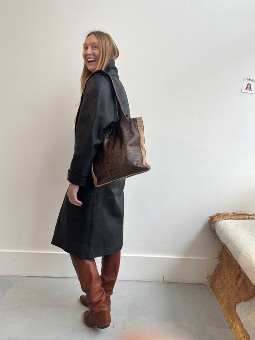 oversized. LEATHER. coat.